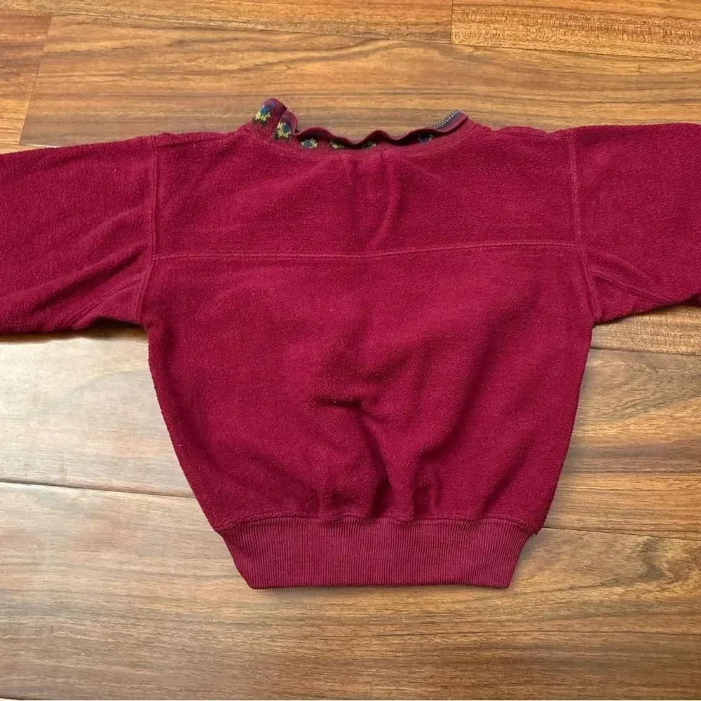 Gap vintage maroon “Forest Zone Wilderness Tested” fleece crewneck sweatshirt